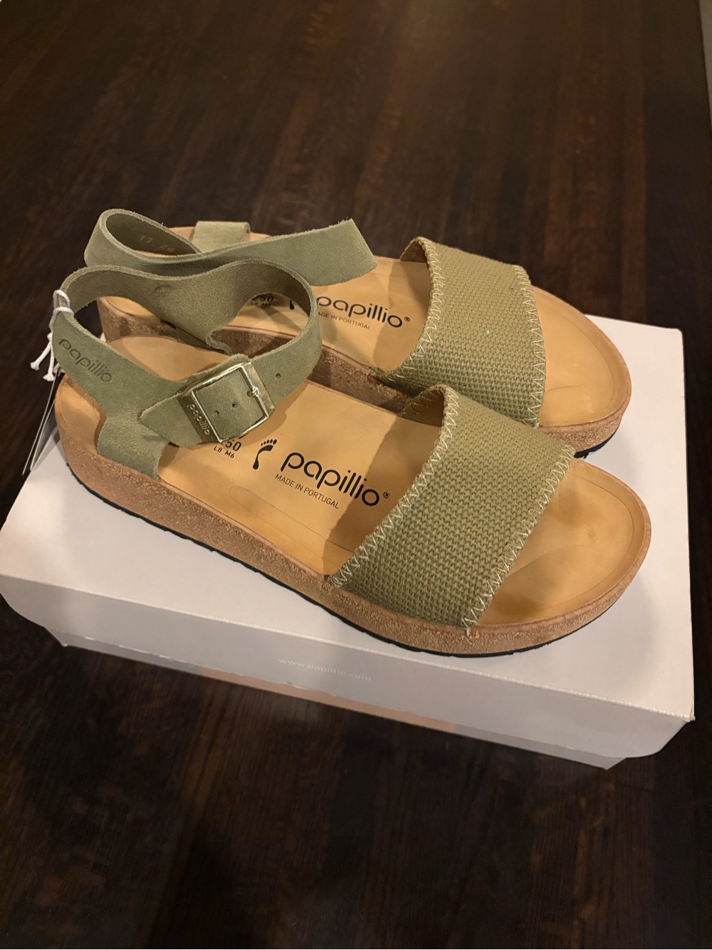 Papillio Birkenstock Olive Green Strappy Sandals